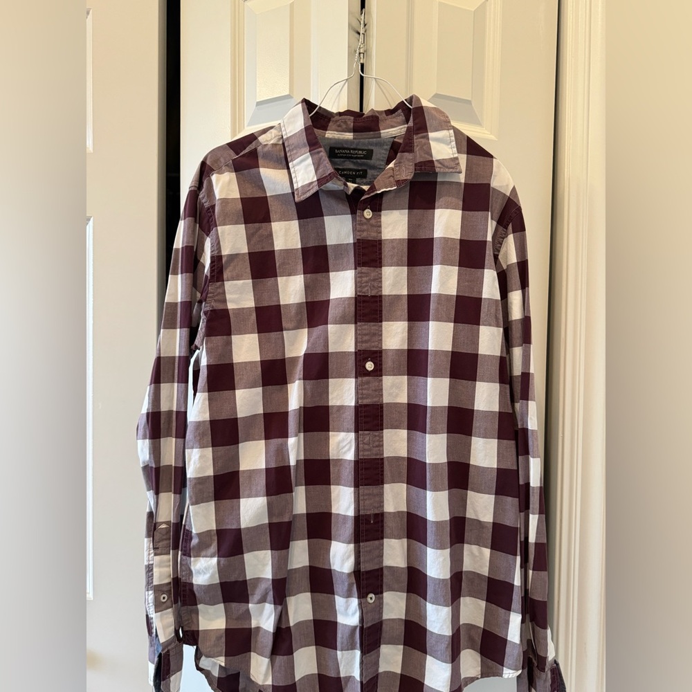 Banana Republic Burgundy Checkered Shirt